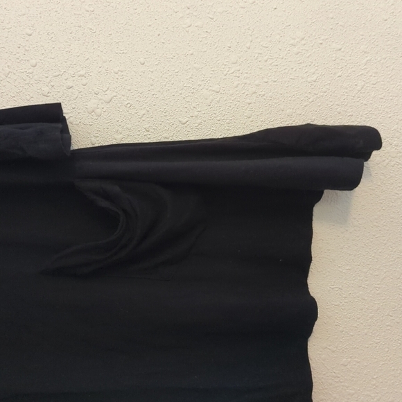 LOGO by Lori Goldstein Medium VNeck Boho Black Top Pockets Asymmetrical Boho - Picture 5 of 9